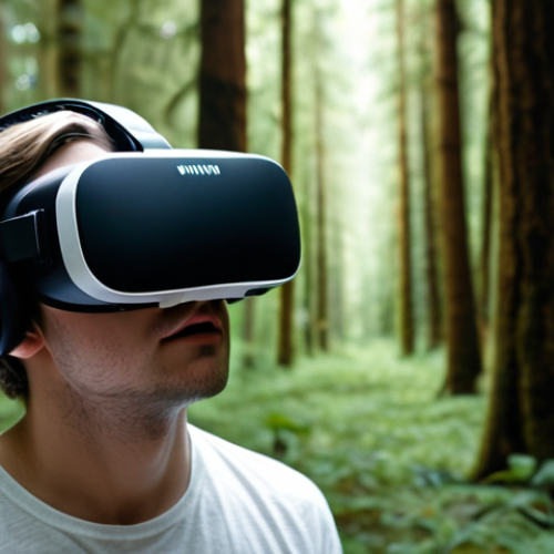 **

*   **Prompt:** A person wearing a VR headset, eyes closed, seemingly immersed in the experience. High-quality headphones are clearly visible. Soft, ambient light illuminates their face, highlighting a look of awe and wonder. In the background, a faint, blurred image of a lush forest can be seen, hinting at the virtual world they're experiencing. Focus on the feeling of being completely transported by sound.

**