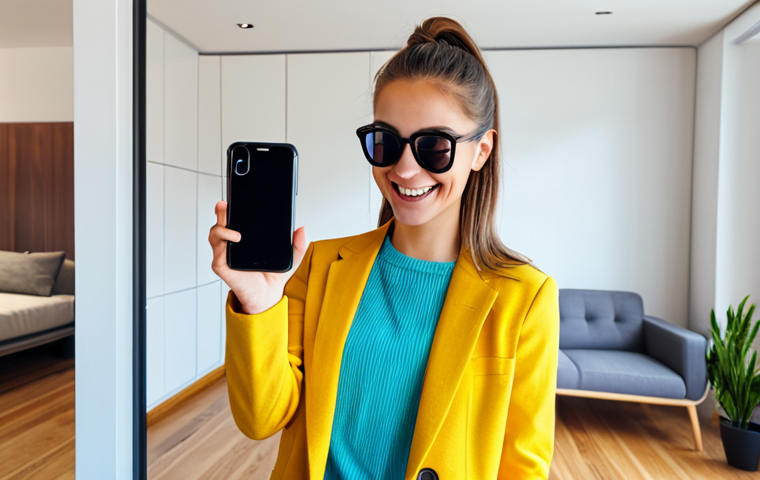 AR 마케팅에서의 혁신적인 상호작용 사례 - Virtual Try-On**
"A young woman smiles as she virtually 'tries on' different sunglasses using an AR...