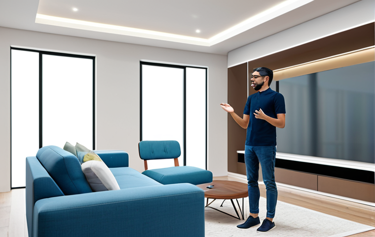 AR 콘텐츠의 사용자 인터페이스 트렌드 - **Prompt:** "An architect wearing AR glasses, viewing a holographic building design overlaid on a co...
