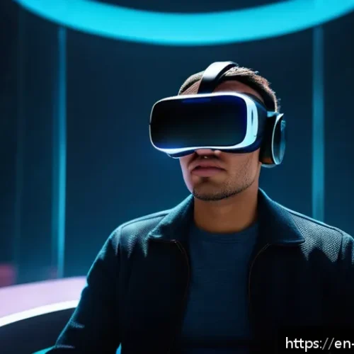 Home 30 XR 콘텐츠의 상호작용 디자인에서의 시나리오 기법 - A futuristic virtual reality storytelling scene depicting an emotional roller coaster: a user wearin...